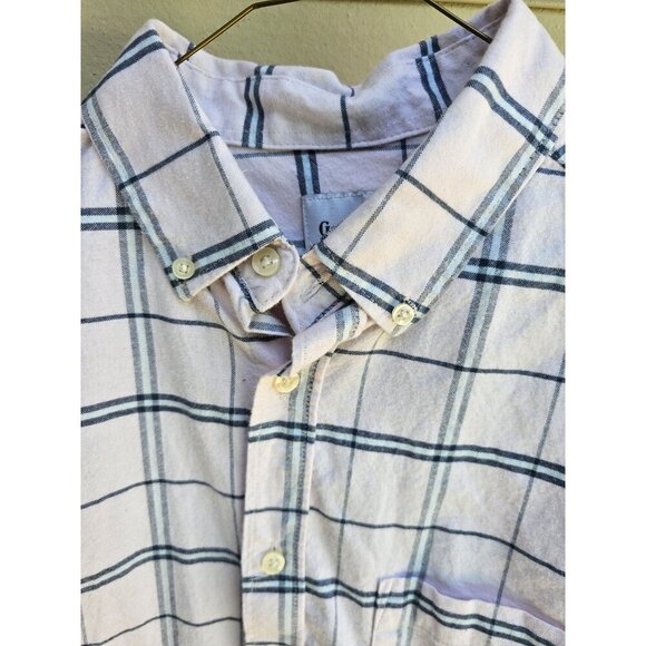 Goodfellow Mens Light Pink Navy Blue White Plaid Buttondown Medium Slim Fit EUC - Picture 6 of 10